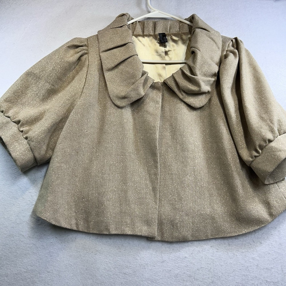 a.n.a Cropped Coat Gold Short Puffed Sleeve